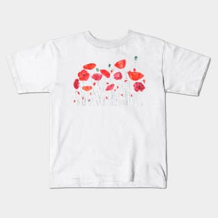 orange and red poppy painting Kids T-Shirt